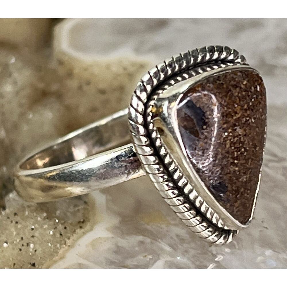 Natural Australian Boulder Opal Sterling Silver Ring Sz 6 Southwestern Handmade - Picture 7 of 16